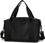 Weekender Bags for Women, Personal Item Travel Bag, Overnight Bag Luggage Bag, Foldable Sports Tote Gym Bag for Men, Travel Tote Bags with Detachable Shoulder Strap and Wet Compartment (Black),