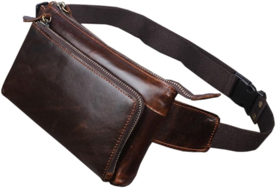 613ftkp765L._AC_SL1010_.jpg Vintage Leather Waist Bag Fanny Pack for Men Women Hip Bum Bag with Adjustable Strap for Outdoors Workout Traveling Casual Running Hiking Cycling Brown - Image 1