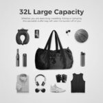 32L Foldable Travel Duffel Bag, Lightweight Weekender Bag, Water Resistant Gym Bag (Black), Black, - Image 2