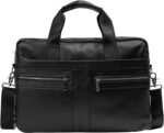 Leather Briefcase, 15 Inch Laptop Bag, Messenger Shoulder Bag, Work Bag, Crossbody Handbag for Business Travel, -black, 40cm(W) x 7cm(D) x30cm(H) - Image 2