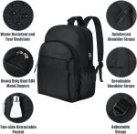 Classical Basic Black Backpack for , Water Resistant Bookbag for Boys , Travel Laptop Backpacks, Work Back pack for Men, Book Bags for  Students (Black) - Image 2