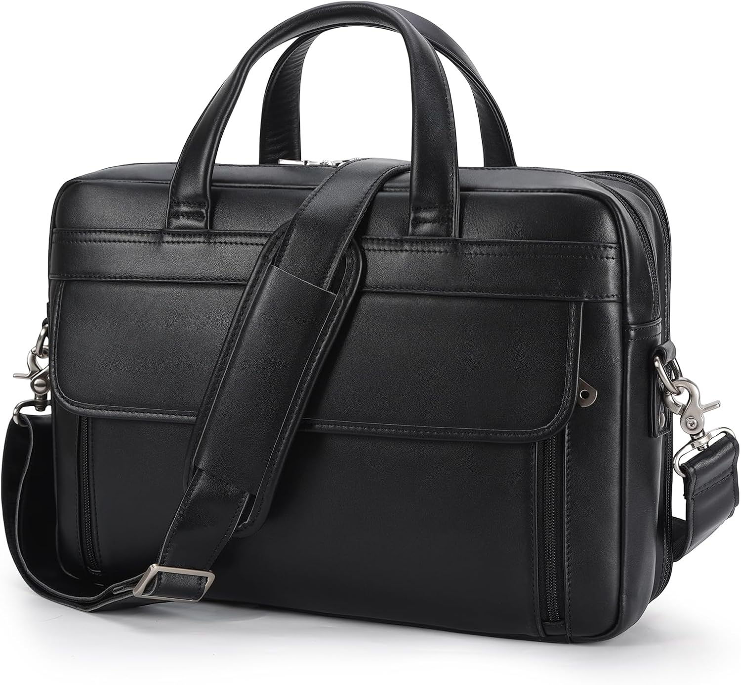719pVCl21yL._AC_SL1500_.jpg Leather Briefcase for Men 15.6", 17" Laptop Computer Case Business Travel Work Messenger Cross Body Shoulder Bag - Image 1