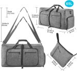 Travel Duffle Bag for Men, Travel Duffel Bag with Shoes Compartment Overnight Bag for Men Women, A Gray, 65L, Foldable - Image 2