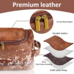 Toiletry Bag for Men, Large Leather Shaving Kit, Travel Essentials, Gifts for Father, Dad, Boyfriend, Grandpa, Water-resistant Shaving Bag for Toiletries Accessories - Image 2