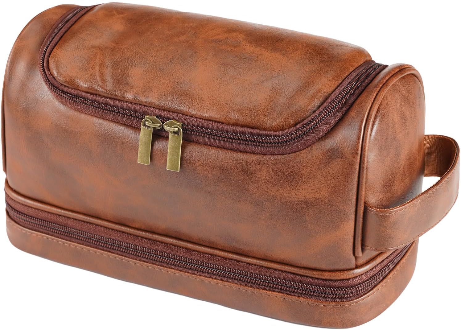 71lMwfxTesL._AC_SL1500_.jpg Toiletry Bag for Men, Large Leather Shaving Kit, Travel Essentials, Gifts for Father, Dad, Boyfriend, Grandpa, Water-resistant Shaving Bag for Toiletries Accessories - Image 1