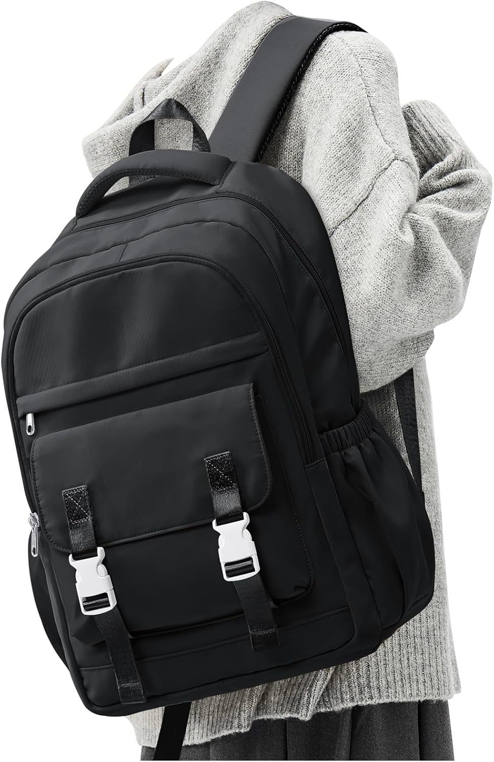 71vUHucstPL._AC_SL1500_.jpg Backpack For Women Men Backpack With Lots Of Pockets Cute BookBag Casual Daypack Backpacks For Teens Boys Waterproof(Black) - Image 1