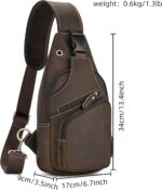 Men Leather Chest Bag Sling Bag Shoulder Bag Leather Crossbody Bag for Men - Image 2