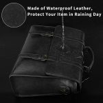 Leather Mens Messenger Bag Vintage 15.6 Inch Waterproof Leather Laptop Briefcase Large Satchel Shoulder Bag Retro Office College Computer Laptop Bag, Black - Image 2