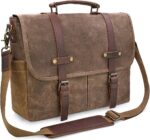 Messenger Bag men Canvas Leather 15.6 Inch Laptop Briefcase Crossbody Shoulder