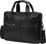 Leather Briefcase, 15 Inch Laptop Bag, Messenger Shoulder Bag, Work Bag, Crossbody Handbag for Business Travel, -black, 40cm(W) x 7cm(D) x30cm(H)