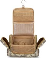 Tactical Toiletry Travel Bag for Men, Hanging  Hygiene Bag Shower Organizer with Hook for Toiletries and Shaving Care, Desert Yellow (Empty Bag)